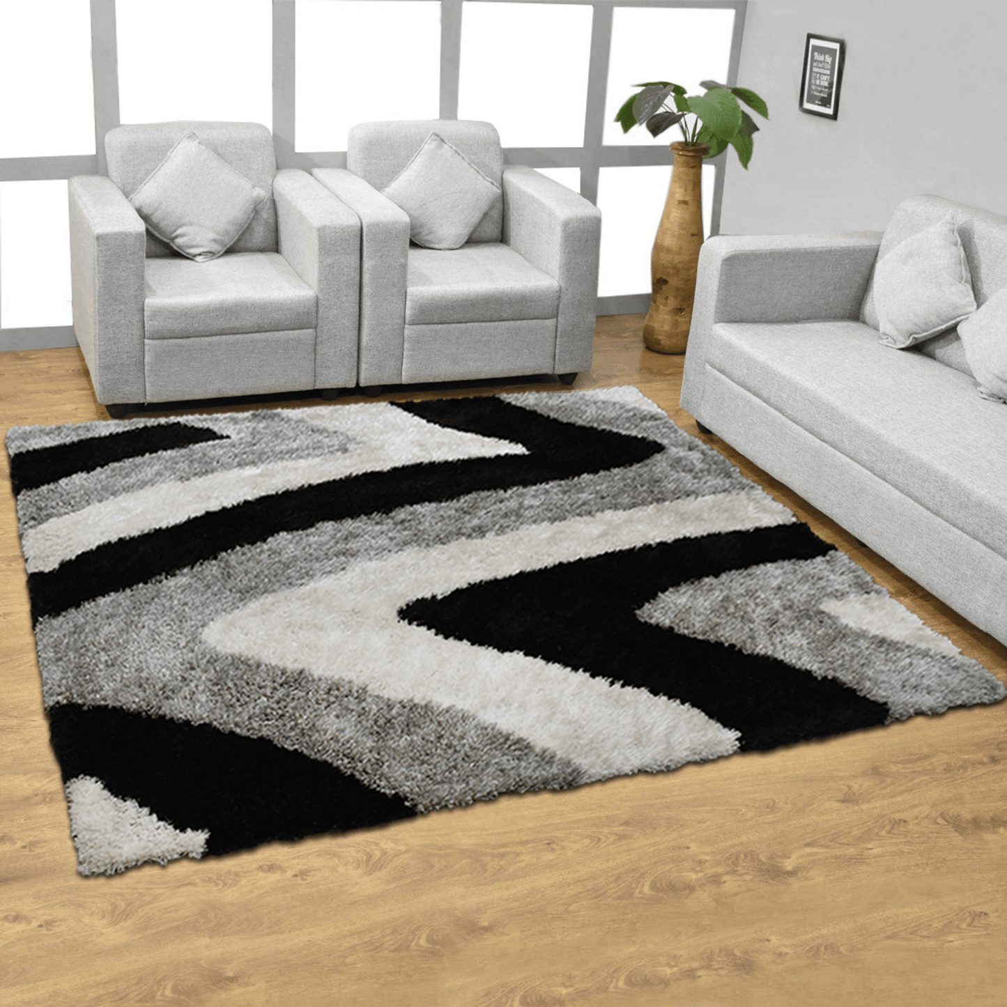 Rugsotic Carpets Hand Tufted Shag Polyester Square Area Rug Contemporary