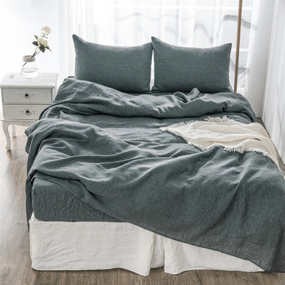 Four Piece Slate Gray Linen Sheet Set-7